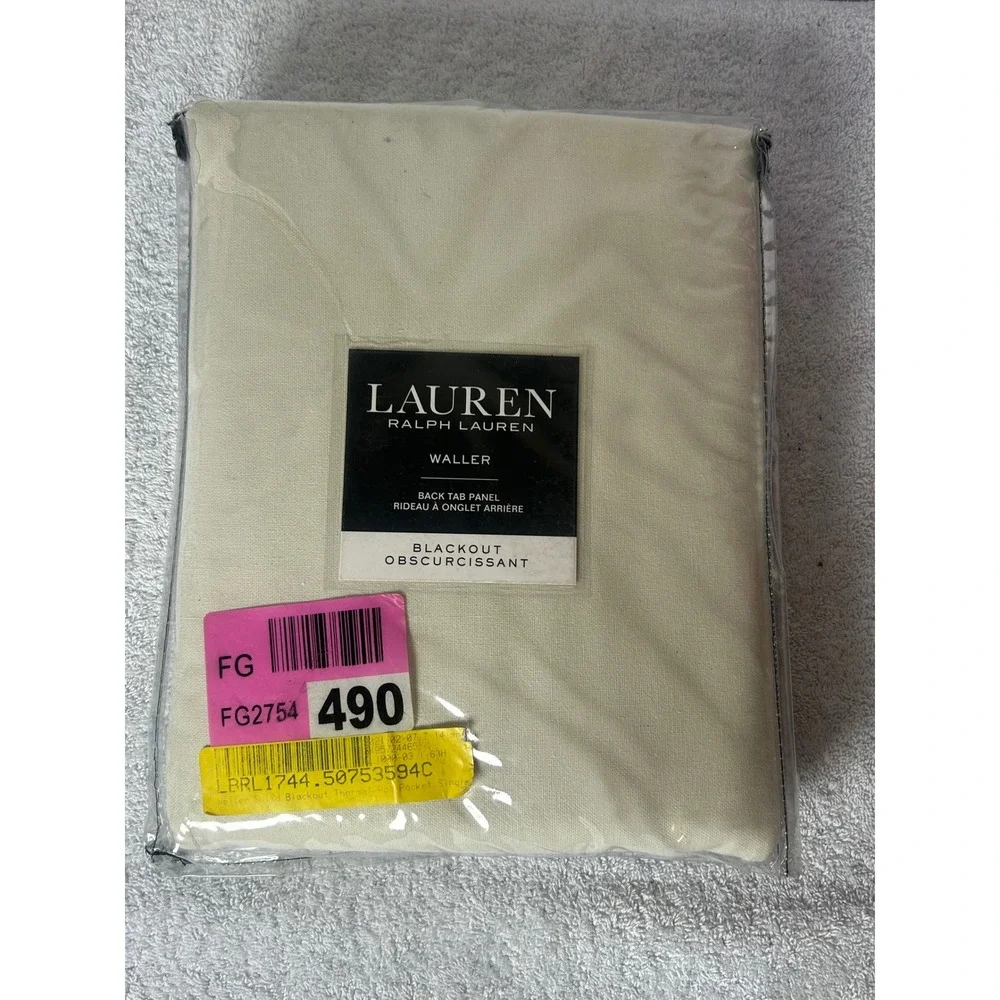Lauren Ralph Lauren Waller Blackout Curtain Panel 52x63 Natural Cream Back Tab